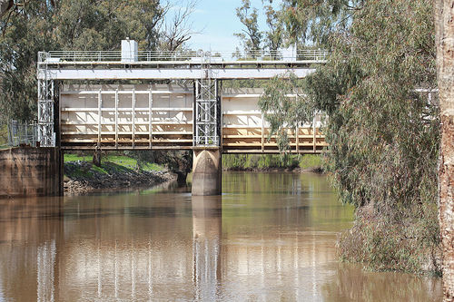 Lachlan River, Jemalong weir,low flow, no portage required Lachlan River, Jemalong weir, low flow
